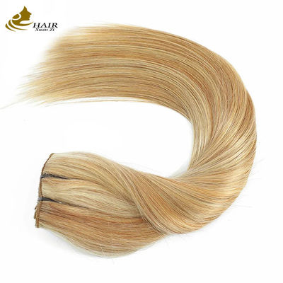Clip de cabello humano virgen con extensiones cola de caballo derecho color piano