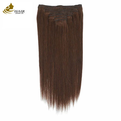 Marrón oscuro 22 pulgadas Clip In Hair Extensions Cabello humano 100% virgen 16 piezas
