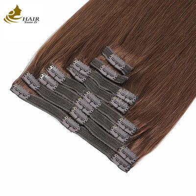 Marrón oscuro 22 pulgadas Clip In Hair Extensions Cabello humano 100% virgen 16 piezas
