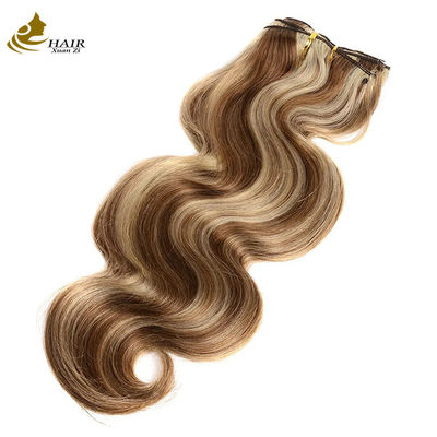 Malasia tejido sin costura clip en extensiones de cabello suave y suave