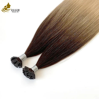 Piso plano de queratina T U punta Remy extensiones de cabello rubio personalizado