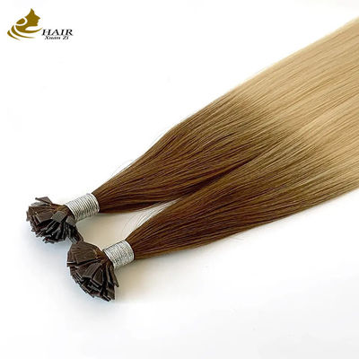 Piso plano de queratina T U punta Remy extensiones de cabello rubio personalizado