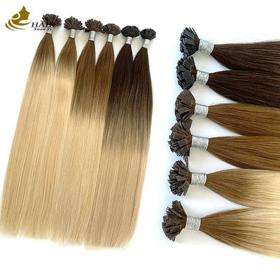 Piso plano de queratina T U punta Remy extensiones de cabello rubio personalizado