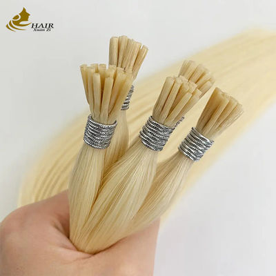 Extensiones de cabello con ceratina indio Remy Pre-envasado I Tip personalizado
