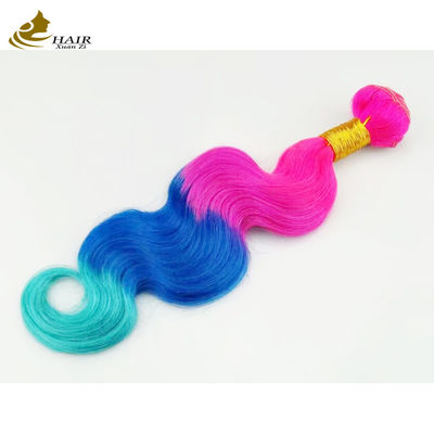 Personalizado Ombre Extensiones de cabello humano Rápido de color azul púrpura