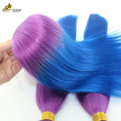 Personalizado Ombre Extensiones de cabello humano Rápido de color azul púrpura