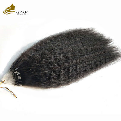 Kinky Straight Prebonded Nano Extensiones de cabello humano negro natural de 18 pulgadas