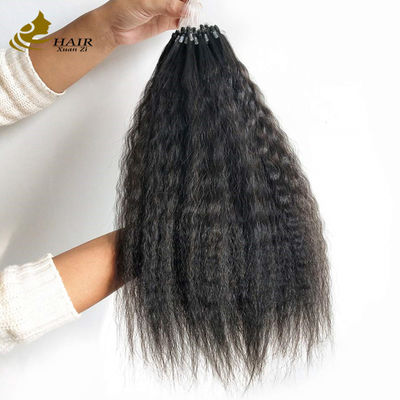 Kinky Straight Prebonded Nano Extensiones de cabello humano negro natural de 18 pulgadas