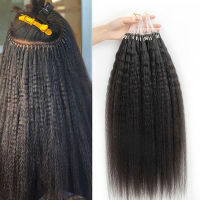 Kinky Straight Prebonded Nano Extensiones de cabello humano negro natural de 18 pulgadas