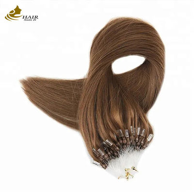 100% virgen humano Nano Micro Anillo de extensión de cabello de color marrón
