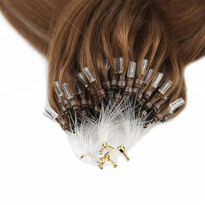 100% virgen humano Nano Micro Anillo de extensión de cabello de color marrón