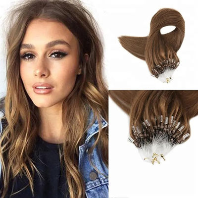 100% virgen humano Nano Micro Anillo de extensión de cabello de color marrón