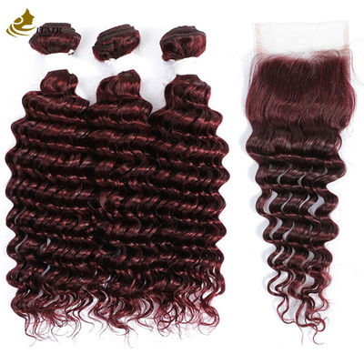 Ombre 99J Peruca borgoña sin pegamento Extensiones de cabello humano Onda profunda