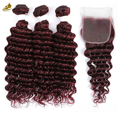 Ombre 99J Peruca borgoña sin pegamento Extensiones de cabello humano Onda profunda