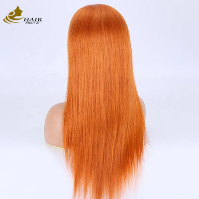 Naranja Perucas de pelo humano realistas con encaje completo 27 miel rubia 180% Densidad