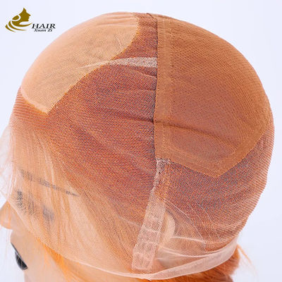 Naranja Perucas de pelo humano realistas con encaje completo 27 miel rubia 180% Densidad