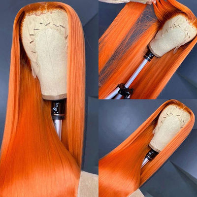 Naranja Perucas de pelo humano realistas con encaje completo 27 miel rubia 180% Densidad