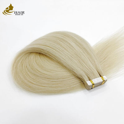 Banda de platino de queratina de tejido brasileño Remy PU en extensiones de pelo humano
