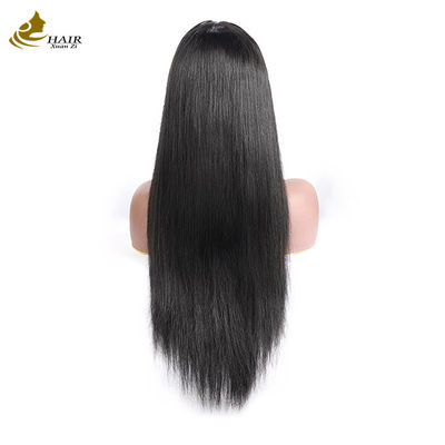 28 pulgadas de hueso recto natural negro 13 * 4 Frente de encaje peluca personalizada pelucas de cabello humano