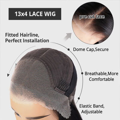 Hueso recto sin pegamento Transparente 13X4 HD encaje Frente Colores naturales 100% Pelucas de cabello humano