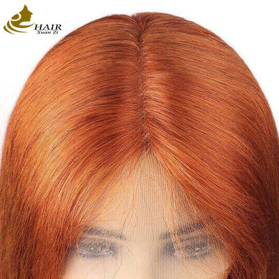 Orange Ginger Cabello humano de onda suelta Perucas Frontales de encaje personalizadas