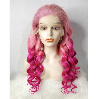 Peruca de encaje de cabello humano de color rosa suelto a la venta
