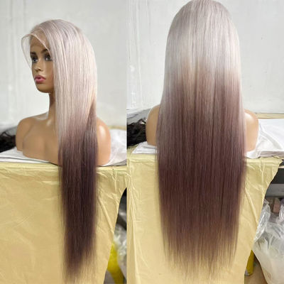 Nueva peluca mujer moda europea y estadounidense color gradiente en el pelo largo recto resaltos dorado marrón fibra química sombrero femenino