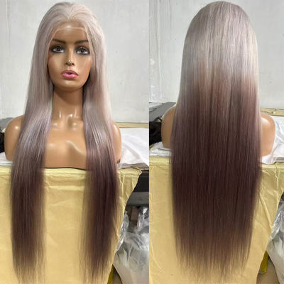 Nueva peluca mujer moda europea y estadounidense color gradiente en el pelo largo recto resaltos dorado marrón fibra química sombrero femenino