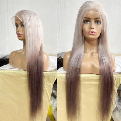 Nueva peluca mujer moda europea y estadounidense color gradiente en el pelo largo recto resaltos dorado marrón fibra química sombrero femenino