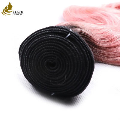 Precio de fábrica Cabello humano virgen indio en bruto 1b/Corpo de color rosa con onda de cabello humano