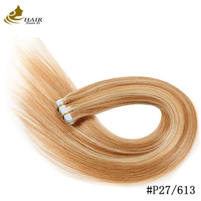 Cintas de tejido de piel humana Remy Extensiones de cabello de doble cara cinta rusa 8 "-30" longitud personalización