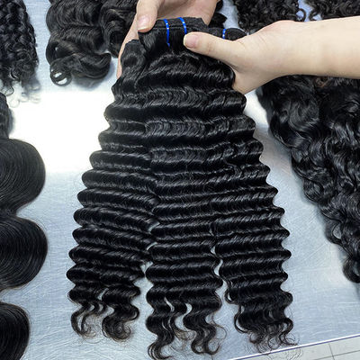 Cabello humano crudo de ondas profundas Vírgenes de pelo brasileño