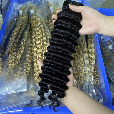 Cabello humano crudo de ondas profundas Vírgenes de pelo brasileño