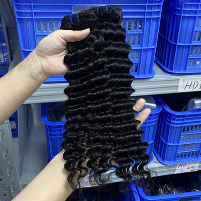 Cabello humano crudo de ondas profundas Vírgenes de pelo brasileño