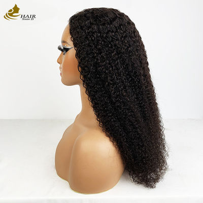 Curl negro natural 4*4 encaje frontal cabello humano virgen encaje pelucas con tiras antideslizantes