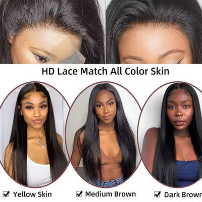 Venta al por mayor Perucas para el cabello humano HD 13X4 de encaje transparente Frontal Perucas para el cabello precuzadas