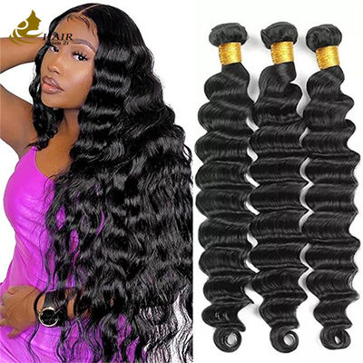 Gradiente libre de enredos con ondas profundas, cordones de pelo humano virgen, extensiones