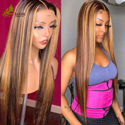 Cabello humano vietnamita rizos pervertidos P427 Color de piano 13X4 encaje Pelucas frontales