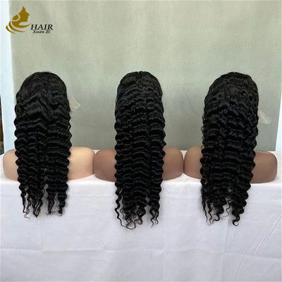 13*4 encaje de pelo humano ondulado rizado profundo pelucas de pelo virgen negro natural