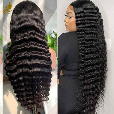 13*4 encaje de pelo humano ondulado rizado profundo pelucas de pelo virgen negro natural