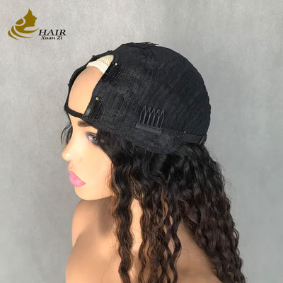 Peruca Mujer Onda larga rizada 1b/4/27 de color Cabello humano Peruca en forma de U