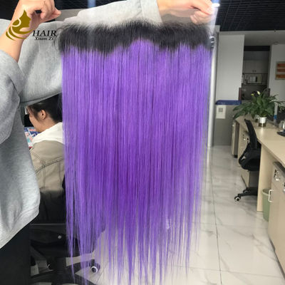 T1b/Cabello humano virgen liso púrpura con encaje 13*6 con encaje marrón claro