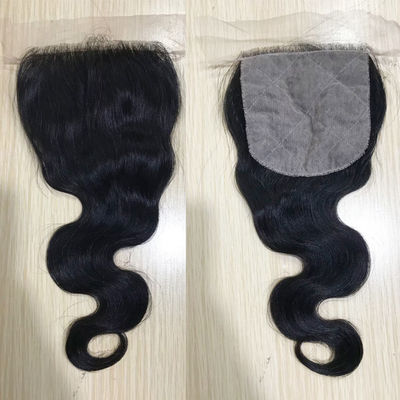 Cierre de encaje de cabello humano Pass The Needle 4*4 Encaje transparente Body Wave Negro natural