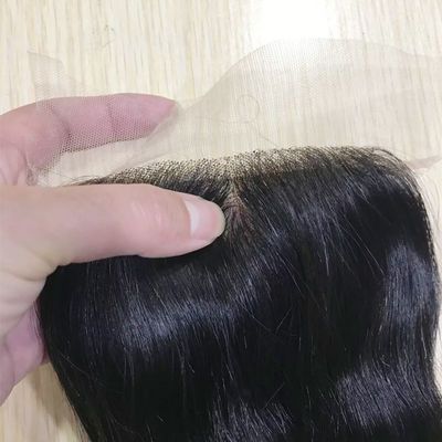 Cierre de encaje de cabello humano Pass The Needle 4*4 Encaje transparente Body Wave Negro natural