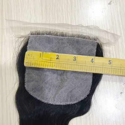 Cierre de encaje de cabello humano Pass The Needle 4*4 Encaje transparente Body Wave Negro natural