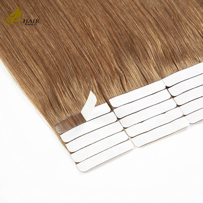#30 Extensiones de cabello humano con cinta adhesiva, color liso, virgen, para mujer
