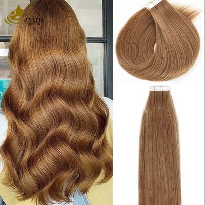 #30 Extensiones de cabello humano con cinta adhesiva, color liso, virgen, para mujer