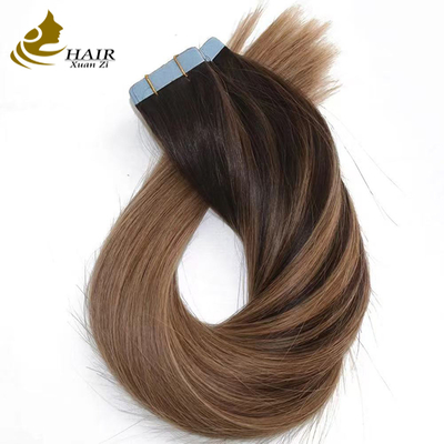 Color personalizado 100% de verdadera cinta de cabello virgen en extensiones de cabello recto extensiones de cabello humano