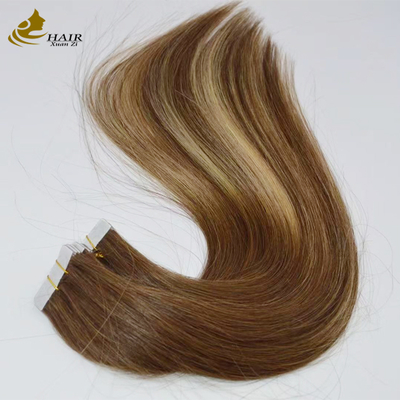 Extensiones de cabello con cinta adhesiva de cabello humano Remy 100% liso y popular, con cutícula alineada y cabello virgen