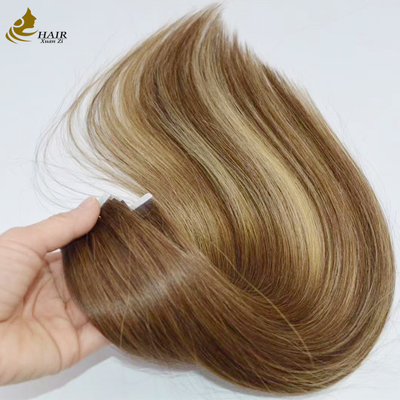 Extensiones de cabello con cinta adhesiva de cabello humano Remy 100% liso y popular, con cutícula alineada y cabello virgen